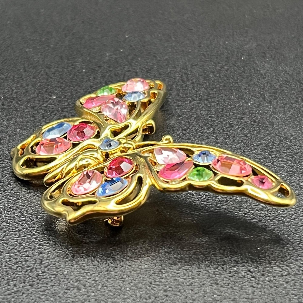 Nolan Miller Pastel Rhinestone Butterfly Brooch - Picture 6 of 14